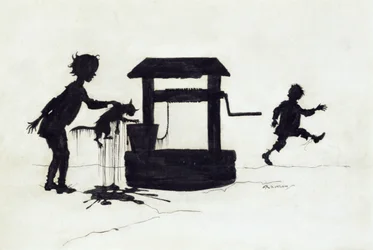 Ding Dong Bell, illustration från Mother Goose: The Old Nursery Rhymes, publicerad 1913 (penna och bläck)