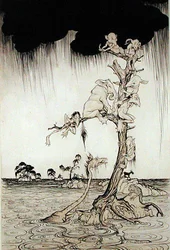 Flood (penna, bläck och akvarell på papper)