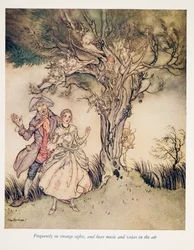 Se ofta konstiga sevärdheter och hör musik och röster i luften .. från The Legend of Sleepy Hollow av Washington Irving (1783 - 1859), pub. 1928