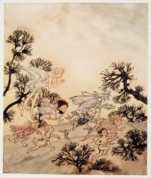 Gå och anklaga mina troll att de slipar sina leder med torra konvulsioner, illustration från William Shakespeares The Tempest, pub. 1926