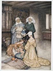 Hade jag inte fyra eller fem kvinnor en som tog hand om mig? illustration från William Shakespeares stormen, pub. 1926
