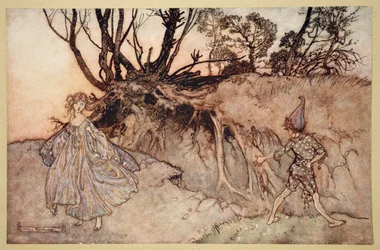 Hur nu ande, hur nu ande! du går bort, illustration från "Midsommarnattsdrömmen" av William Shakespeare, 1908
