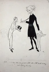 Jag har sett en del av ditt tyg med en liten lila tönt... sa Gissing ödmjukt, illustration från "Where the Blue Begins", av Christopher Morley, publicerad 1925 (penna och bläck).