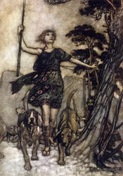 Illustration av Arthur RACKHAM (1867-1939) för The Dream of a Summer Night av William SHAKESPEARE