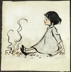 Little Polly Flinders (penna och bläck & wc på papper)