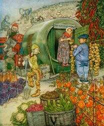Mr and Mrs Vinegar At Home, från "English Fairy Tales Retold" av F.A. Steel, publicerad 1927
