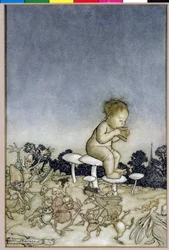 Peter Pan är Fairies Orchestra, illustration från Peter Pan i Kensington Gardens, av J.M. Barrie, 1806 (penna och bläck & wc på papper)