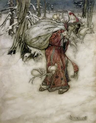 Jultomten, illustration från Arthur Rackhams Book of Pictures, 1907, publicerad 1913 (penna, bläck & wc på papper)
