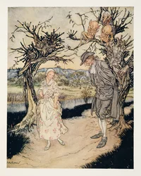Vandrar i skymningen..., från The Legend of Sleepy Hollow av Washington Irving (1783 - 1859), pub. 1928