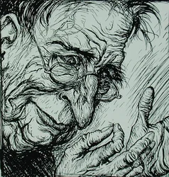 Loppan och mannen, illustration från "Aesops fabler", publicerad av Heinemann