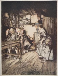 Kojan i skogen, från Lillebror & Lillasyster och andra berättelser av bröderna Grimm, pub.1917