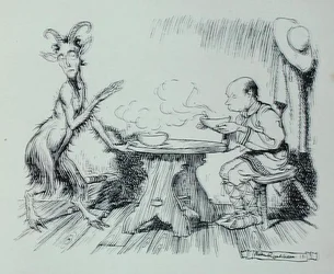 Mannen och geten, illustration från "Aesops fabler", utgiven av Heinemann