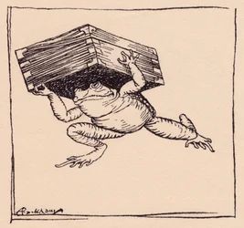 Den lille gick och tog med sig lådan. Illustration av Arthur Rackham från Grimm