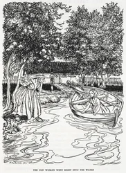 "German gick rakt ut i vattnet". Illustration för 