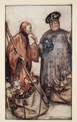 Två av de vise ?.Like Pedlars Among Us, från Gullivers Travels av Jonathan Swift (1667 - 1745), pub. 1909