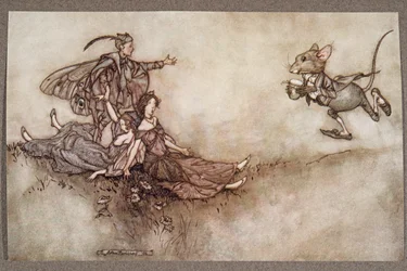 Väggblomsjuice är bra för att återuppliva dansare som faller till marken i ett anfall, från Peter Pan i Kensington Gardens av J M Barrie (1860 - 1937), pub. 1906