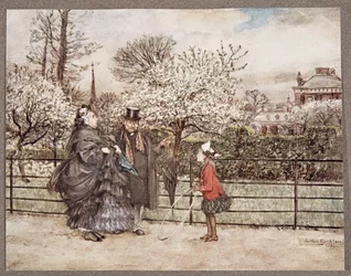 När du möter vuxna människor i trädgårdarna som puffar och blåser som om de trodde att de var större än de är... , från Peter Pan i Kensington Gardens av J M Barrie (1860 - 1937), pub. 1906 (kolo