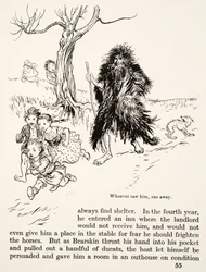 Den som såg honom rymde, från Lillebror & Lillasyster och andra sagor av bröderna Grimm, pub.1917 (litho)