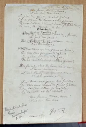 Manuskript till dikten "Hungerfesterna" av Arthur Rimbaud, augusti 1872. Charleville, Rimbaud Museum