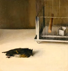 Berlin (Död fågel före en bur) 1933 (olja ombord)