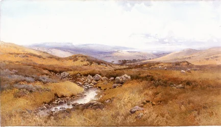 On the Windermere Hills (färg, blyerts och wc på papper)