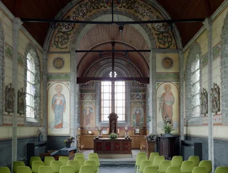 Kapell (Mater, Sint-Amelberga kapell). Interiör. 1915-1916. Arkitekt Arthur Van Ommeslaeghe.