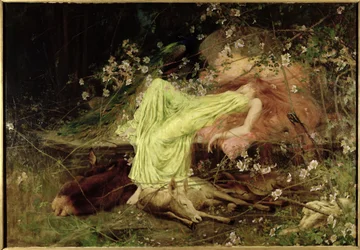 A Fairy Tale: "All seemed to Sleep, the Timid Hare on Form" - Scott, c.1895 (olja på duk)