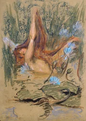 Nymphea, ca 1890 (pastell, penna och akvarell på papper)