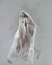 Spirit of the Peak, ca 1890 (pastell på blått papper)