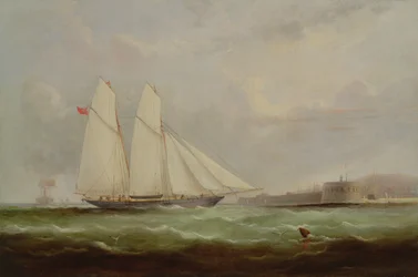 Schooner Yacht Esmeralda närmar sig Cherbourg, 1861