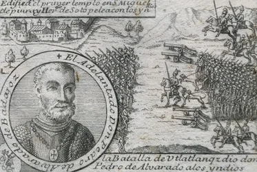 ALVARADO, Pedro de (1485-1541). Spansk conquistador och guvernör i Guatemala. Slaget vid Ulatlanga