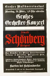 En affisch som annonserar en konsert med verk av Schönberg (affisch)