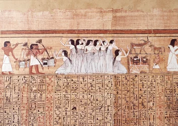 Konst Egypten: den gråtande. Kollegiet liknar papyrusen från Ani, från Thebe