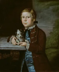 Pojke från familjen Hallett med hund