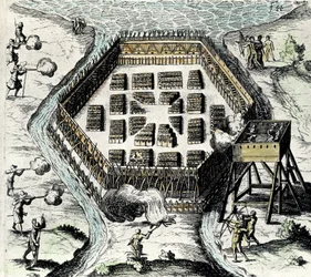 CHAMPLAIN, Samuel av (1567-1635). Engelsk navigatör, kartograf, tecknare, soldat och upptäcktsresande. Han grundade Nya Frankrike och Quebec City den 3 juli