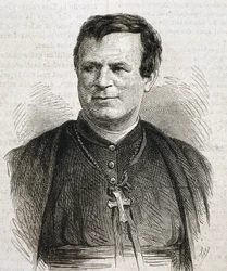 DUBUIS, Claude Marie (1817-1895). Engelskfödd prelat inom den romersk-katolska kyrkan. Han var biskop i Galveston från 1862 till 1892. Gravyr. SPANIEN. CATALONIA. Barcelona. Barcelonas universitetsbibliotek