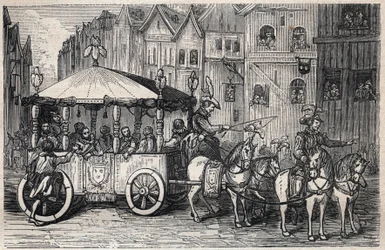 Henrik IV:s död: mordet på Henrik IV den 14 maj 1610 av François Ravaillac - mordet på Henrik IV av François Ravaillac på rue de la Ferronnerie den 14 maj 1610