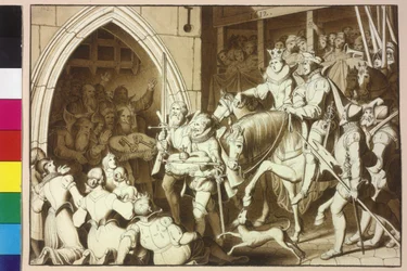 Kejsar Matteus I drar med sin fru Anna i Wien en