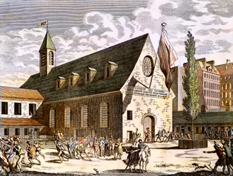 Franska revolutionen: Stängning av jakobinernas rum natten mellan den 27 och 28 juli 1794 (gravyr)