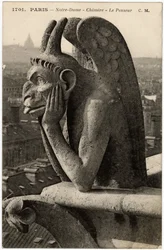 Gargoyle eller chimere på katedralen Notre Dame de Paris, byggd mellan 1163 och 1300-talet - Vykort, Selva-samlingen