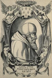 HULSIUS, Levinus (1550-1606). Paulus III, slutet av 1500-talet. Porträtt med camauro.