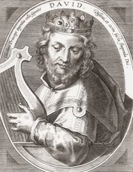 Kung David, Israels kung, med sin harpa