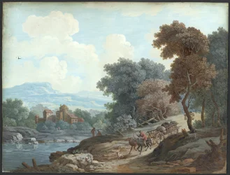 Landscape with a River (akvarell och bodycolour på papper)