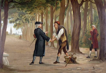 Lord Ramsay beslutar sig för att börja inom frimureriet. Illustration från 1889