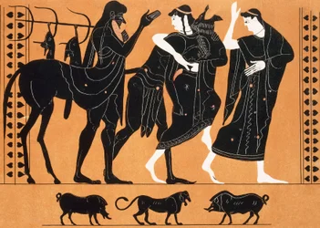Peleus och Thetis framför kentauren Chiron (tryck)