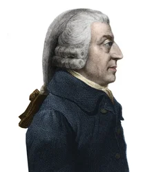 Porträtt av Adam Smith, skotsk filosof och pionjär inom nationalekonomi