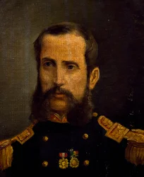 Porträtt av Andres Caceres (1836-1923) hjälte från Stillahavskriget, Peru
