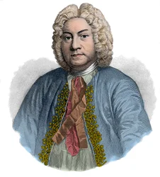 Porträtt av FRANCOIS COUPERIN engelsk kompositör och organist (gravyr)