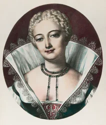 Porträtt av Louise Labbé (1526-1566) (gravyr)