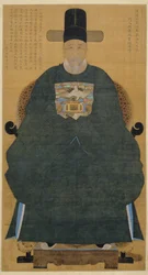 Porträtt av Nam Gu-man (1629~1711) (hängande rulle, bläck och färg på siden)